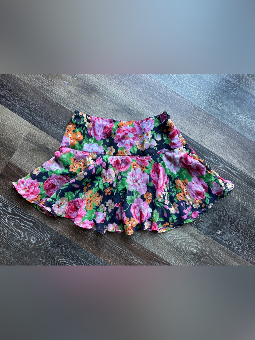 Y2K Abercrombie & Fitch Floral Flared Skirt - Navy, Pink, Green